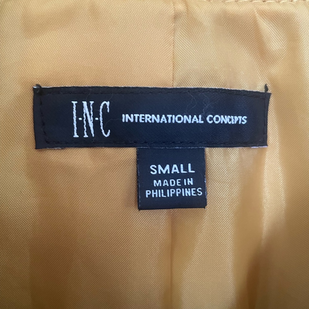 I.N.C. International Concepts Women’s S Yellow Lined Silver Pocket Trench Coat - Picture 3 of 11